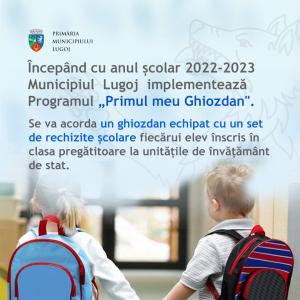 Municipiul Lugoj implementează programul „Primul meu Ghiozdan