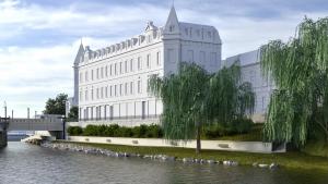 Promenadă pe sub Podul Sf. Ladislau, pe malul drept, cu  ferestre de observare subacvatică
