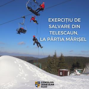 Exercițiu de salvare din telescaun, la pârtia Mărișel