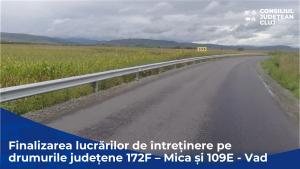 Consiliul Județean a finalizat lucrările de refacere a sistemului rutier pe drumurile județene 172F și 109E