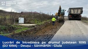 Lucrări de întreținere pe drumul județean 109S (DJ 109A) – Deușu – Sânmărtin – Giula