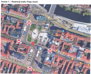 Traficul rutier în Piața Unirii va fi închis de sâmbătă, 26  noiembrie