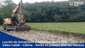 Lucrări de întreținere și asfaltare pe DJ 161F Valea Caldă – Cătina – limită cu județul Bistrița-Năsăud