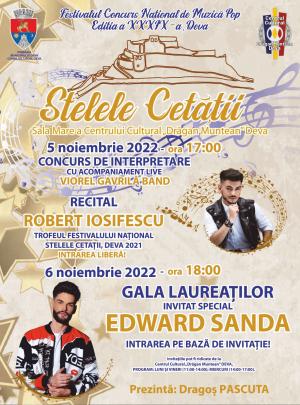 Festivalul Concurs Național de Muzică Pop Stelele Cetății –  Deva, 5 – 6 noiembrie 2022