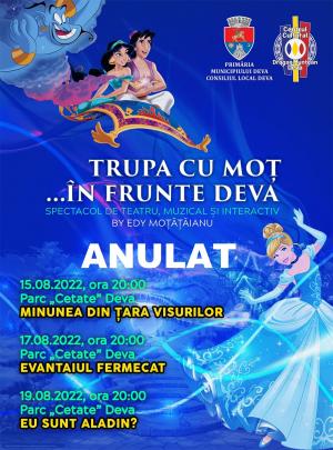 Spectacolele de teatru pentru copii din Parcul Cetate Deva se anulează!