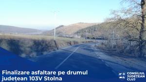 Pe drumul județean 103V, în localitatea Stolna, a fost finalizată asfaltarea sectorului de drum afectat de fenomenele hidrometeorologice
