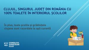 Clujul, singurul județ din România în care toate școlile au grupurile sanitare în interior