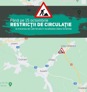 Restricții de circulație pe DJ 138, în localitatea Valea Strâmbă