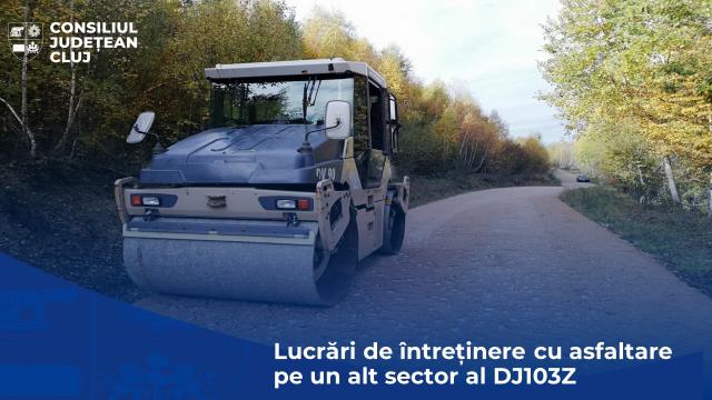 Lucrări de întreținere cu asfaltare pe un alt sector al drumului județean DJ103Z