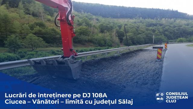 Consiliul Județean Cluj derulează lucrări de întreținere pe DJ 108A Ciucea – Vânători – limită cu județul Sălaj