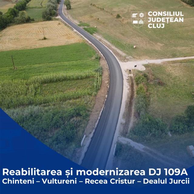Lucrările de modernizare a DJ 109A Chinteni – Vultureni – Recea Cristur – Dealul Jurcii avansează în ritm alert