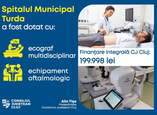 Noi echipamente medicale în dotarea Spitalului Municipal Turda, finanțate de Consiliul Județean Cluj