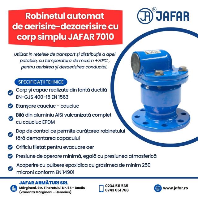 Robinetul automat de aerisire-dezaerisire cu corp simplu JAFAR 7010