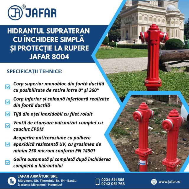 Hidrantul suprateran cu închidere simplă și protecție la rupere JAFAR 8004