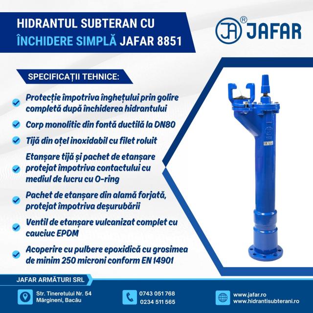 Hidrantul subteran cu închidere simplă JAFAR 8851