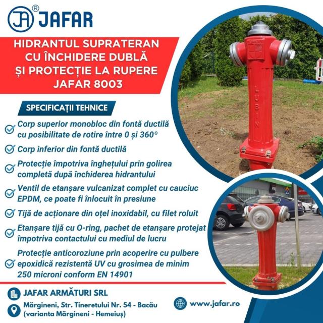 Hidrantul suprateran cu închidere dublă și protecție la rupere JAFAR 8003
