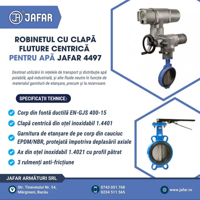 Robinetul cu clapă fluture centrică pentru apă JAFAR 4497