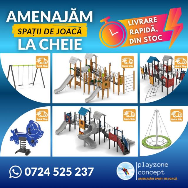 Echipamente pentru amenajarea spatiilor de joaca de exterior, cu livrare din STOC