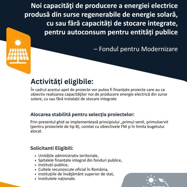 Surse regenerabile si stocare pentru autoconsum