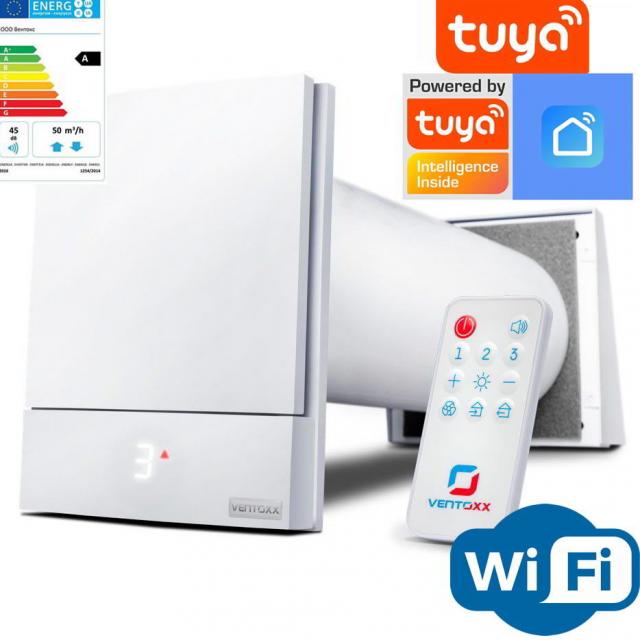 Ventoxx Harmony wifi smart cu telecomanda, ventilator descentralizat wireless, Smarthome Tuya App